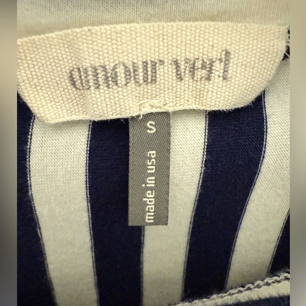Amour Vert Navy and White Striped LS shirt